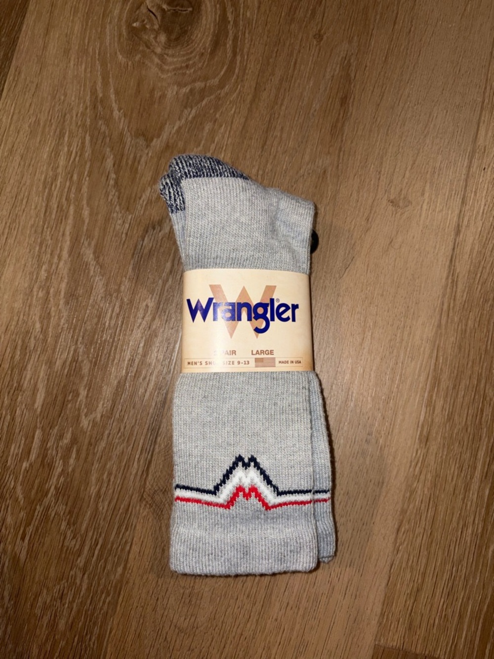 2 Pair Wrangler Crew Warm Thick Socks, Men Large 9-13 Grey Blue New